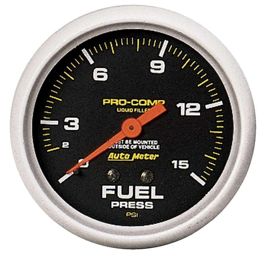 AutoMeter Gauge, Fuel Press, 2 5/8", 15psi, Liquid Filled Mech, Pro-Comp