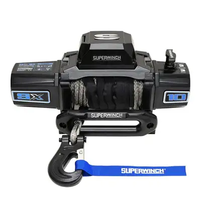 Superwinch SX10SR Winch, 10,000 lbs., 12 VDC, 3/8 in x 80 ft. synthetic rope, ergo handheld remote control, 5.5