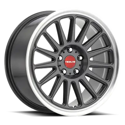 Raceline Wheels Aluminum Wheels 18x8.5 Grip 315G Machined Lip-Red Logo Gloss Gunmetal Grray Multi Spoke 45 Offset 5 on 120 Bolt Pattern 74.1 Bore Raceline
