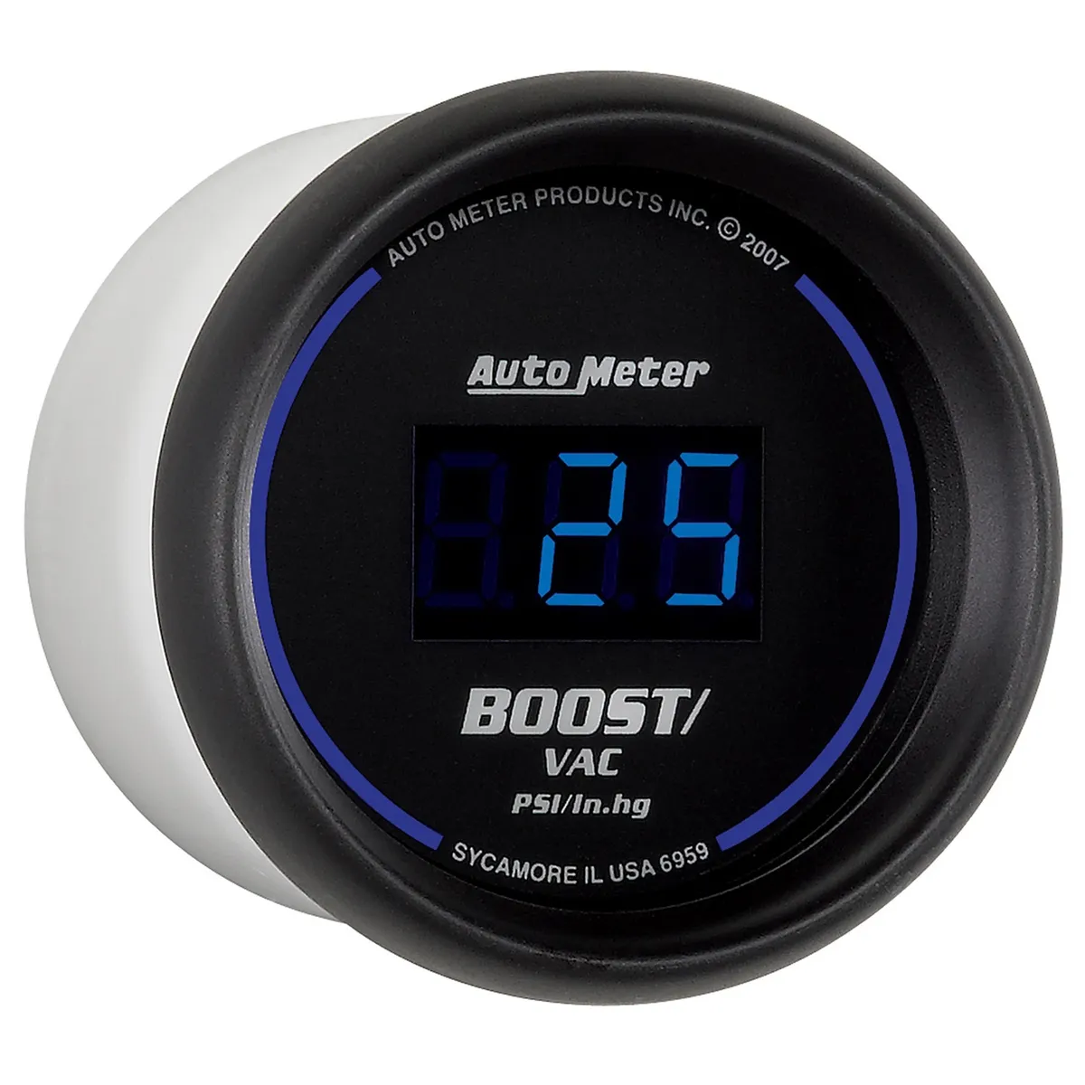 Gauge, Vac/Boost, 2 1/16", 30inHg-30psi, Digital, Black Dial w/ Blue LED product image
