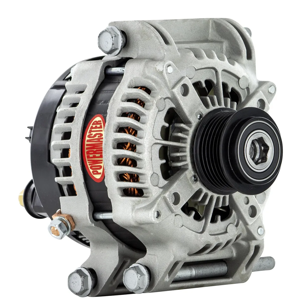 Alternator; Denso; 245 Amp; 6 Groove Pulley; Ext. Regulated Hairpin Upgrade; Natural Finish; product image