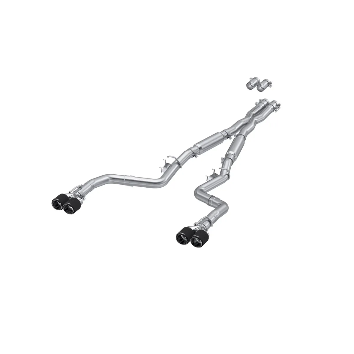 15-23 Dodge Challenger T304 Stainless Steel 3 Inch Dual Cat Back Quad Tips with Carbon Fiber Tips (Street Version) Exhaust System MBRP product image
