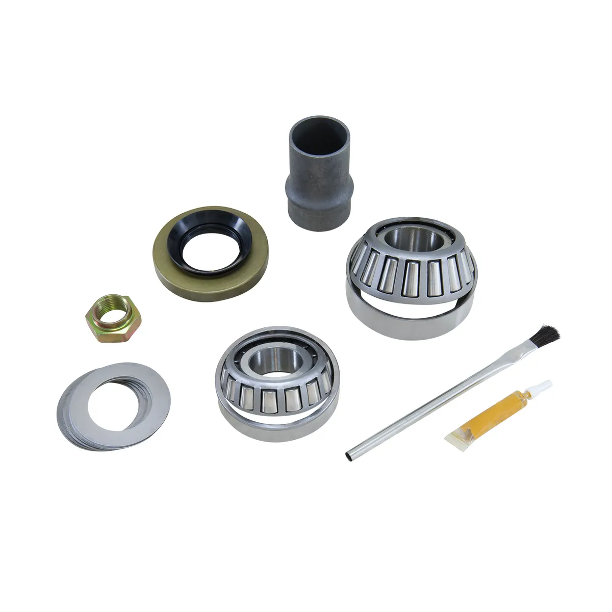 Yukon Pinion installation kits are a terrific solution for gear installation on lower mileage vehicles where the carrier bearings and races can be reused. This kit uses high quality bearings and races along with a high quality pinion seal and small parts. product image