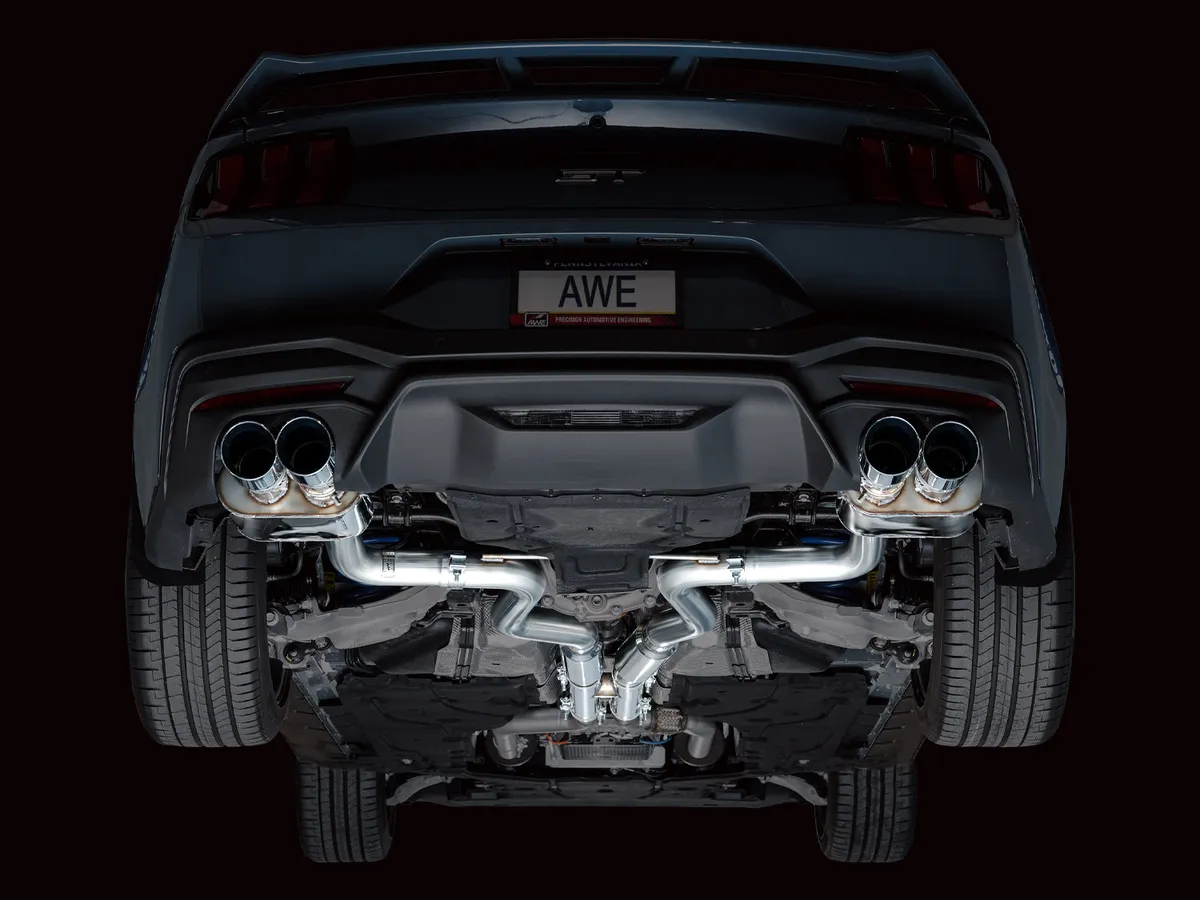 AWE SwitchPath™ Exhaust for S650 Ford Mustang GT Fastback - Quad Chrome Silver Tips product image