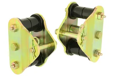 Rock Jock Heavy Duty Leaf Spring Shackles; Incl. Urethane Bushings; Heavy Duty Greasable Bolts; Pair; Front; For Use w/PN[CE-9033F];