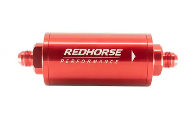 Redhorse Performance 6in Cylindrical in Line Race Fuel Filter 08 an Red