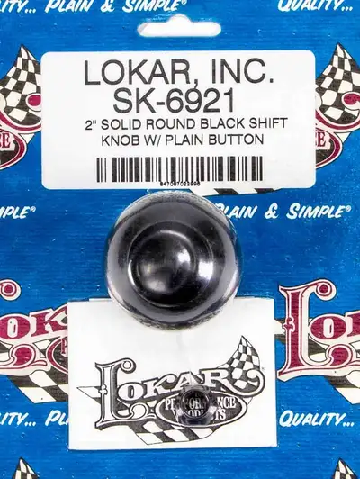 Lokar Auto Transmission Shifter Knob; For Lokar Shifters Only; 2 in.; Plain Push Button; Round; Black Finish;
