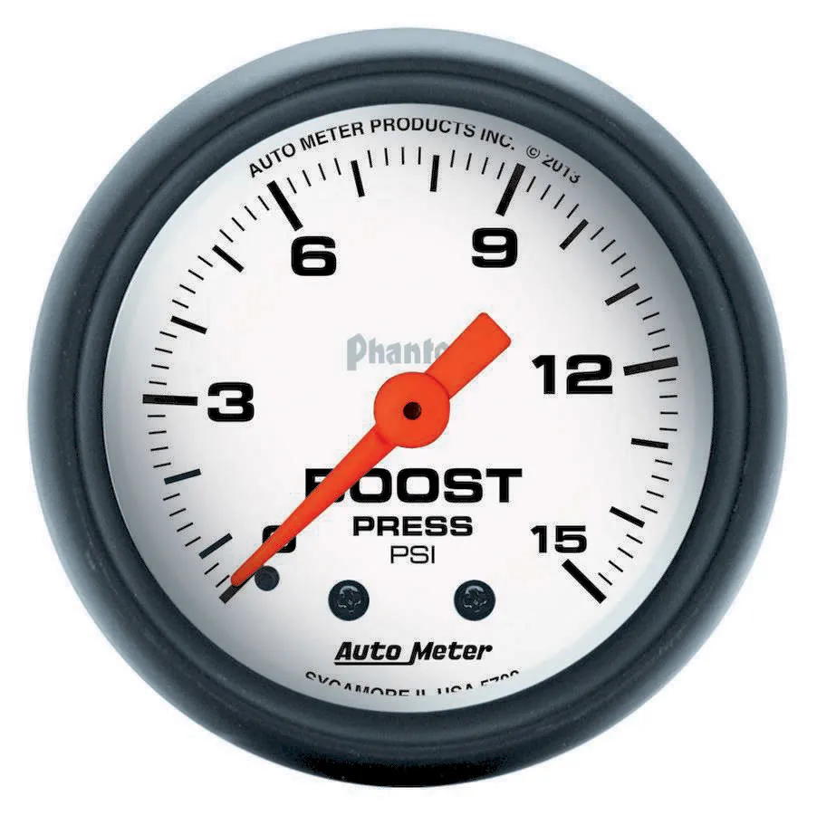 AutoMeter Gauge, Boost, 2 1/16", 15psi, Mechanical, Phantom