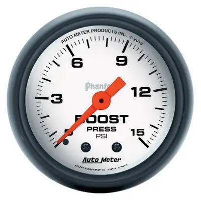 AutoMeter Gauge, Boost, 2 1/16", 15psi, Mechanical, Phantom