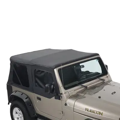 Overland Vehicle Systems Jeep TJ Replacement Soft Top With Tinted Windows No Doors For 97-06 Wrangler TJ Black Diamond King 4WD