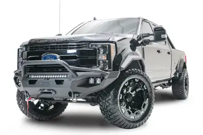 Fab Fours 1999-2004 F250 F350 Fab Fours Black Steel Series Front Bumper with Full Grille Guard