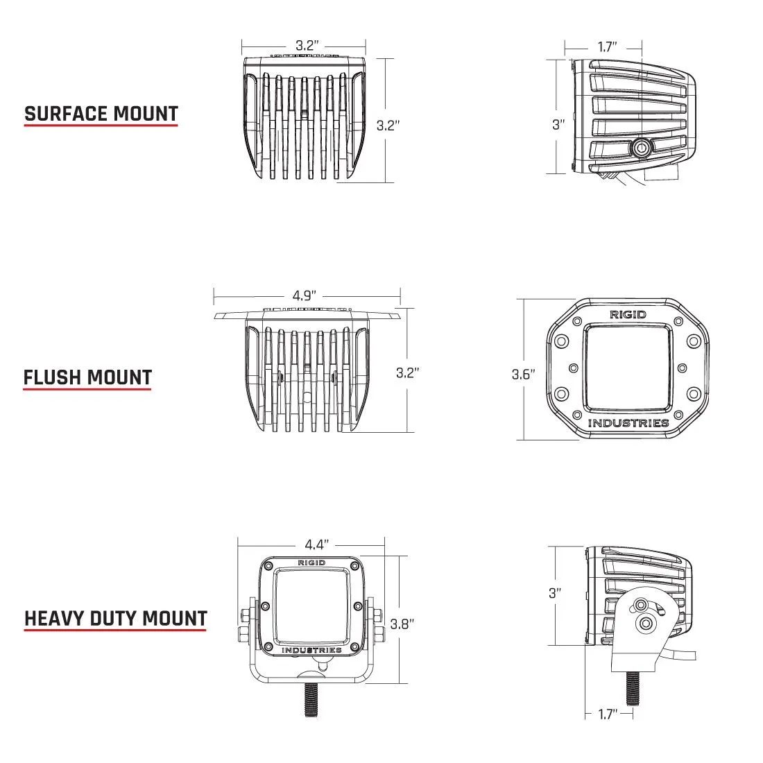 Rigid D-Series Pro LED Light, Driving Optic, Surface Mount, Black Housing, Pair product image