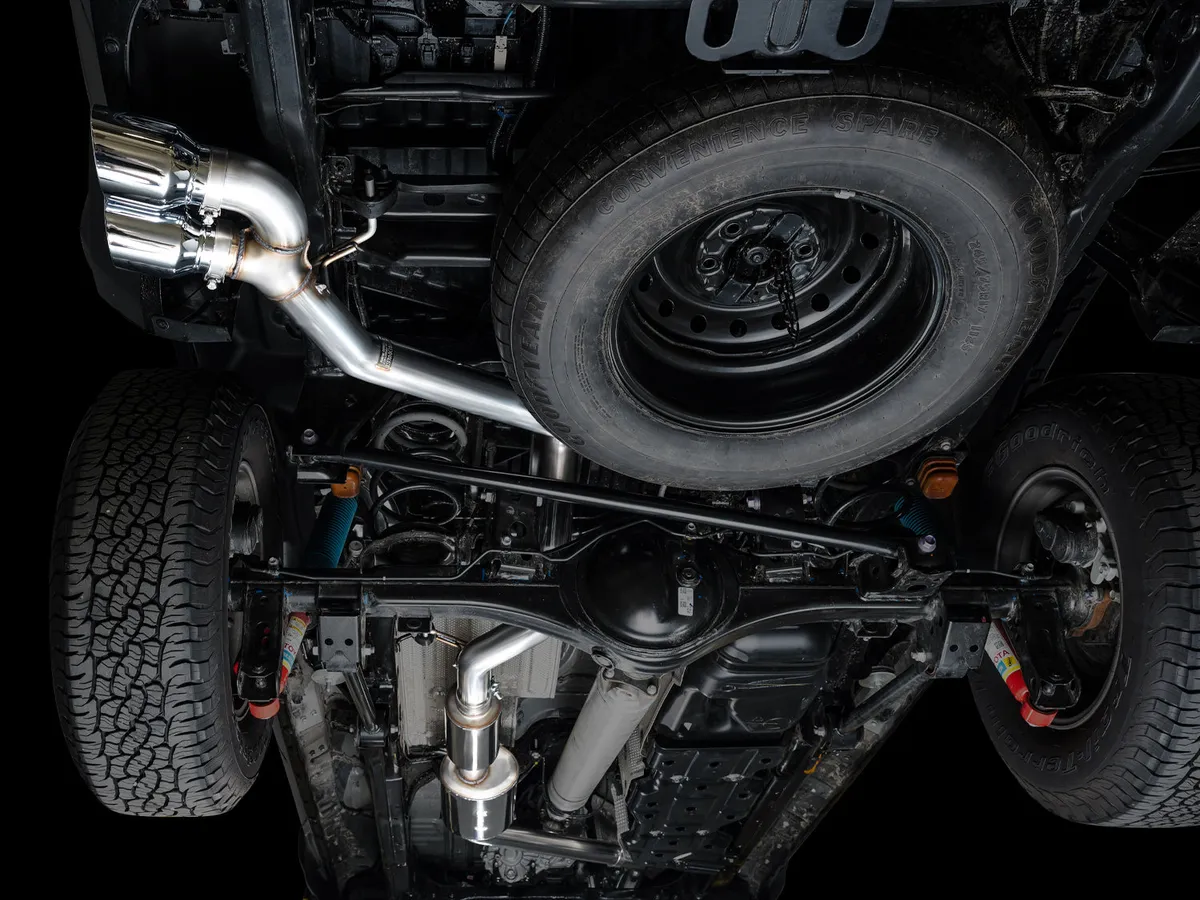 AWE 0FG Exhaust for 4th Gen Toyota Tacoma - Dual Chrome Silver Tips product image