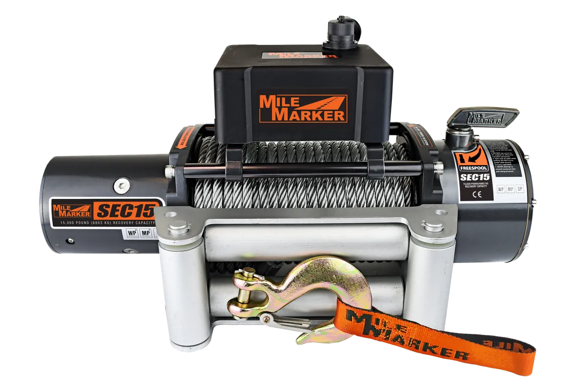 15000 LB Winch Waterproof 12V Motor 6.8 HP Series Wound Motor SEC15 ES Mile Marker product image
