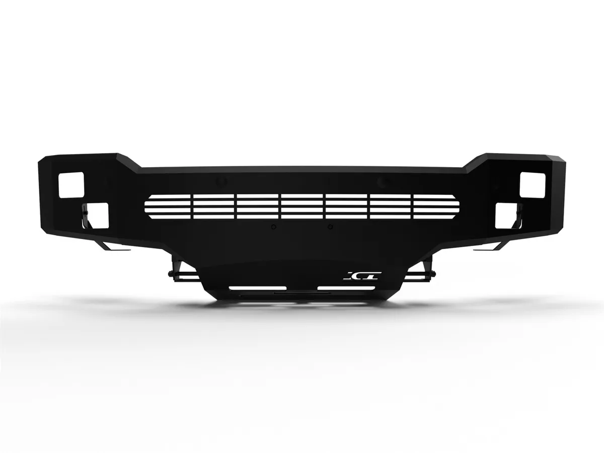 Alumilite Front Bumper; w/ Single 3.5 in. Square Lights Holes; Fits w/o Or w/ Parking Sensors; Retains Factory Tow Hooks; Non-Winch; product image
