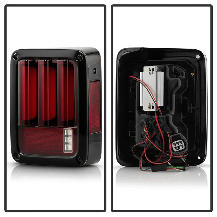Jeep Wrangler (JK JKU) 07-18 Version 2 Light Bar Sequential Turn Signal LED Tail Lights - Red Clear product image