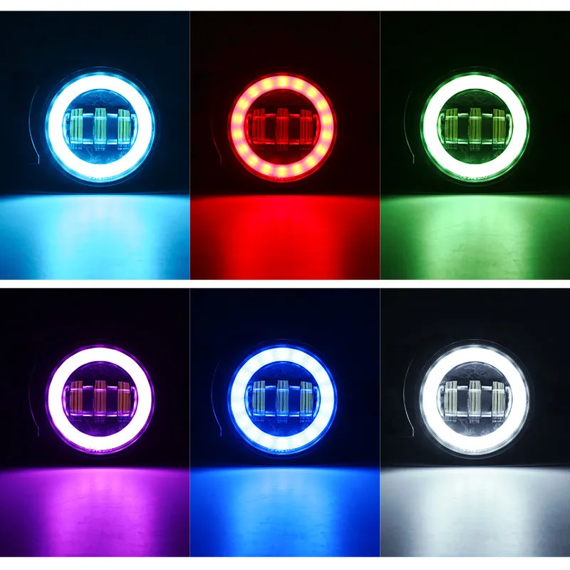 "4"" LED RGB Halo Fog Lights for For 2018+ Jeep Wrangler JL And Gladiator JT" product image