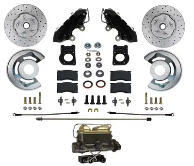 Leed Brakes Leed Brakes BFC0001-4C7X Manual Front Kit with Drilled Rotors and Black Powder Coated Calipers