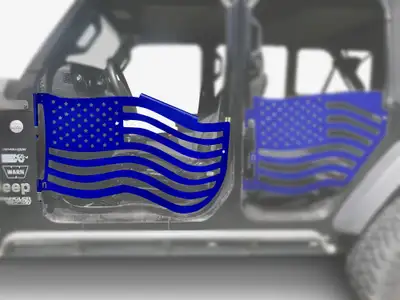 Steinjager Steinjäger Doors Wrangler JL 2018 to Present Trail, American Flag Design Front Doors Southwest Blue