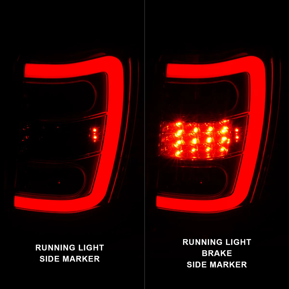 LED Tail Lights w Light Bar Chrome Housing Red Clear Lens Jeep Grand Cherokee 1999-2004 product image