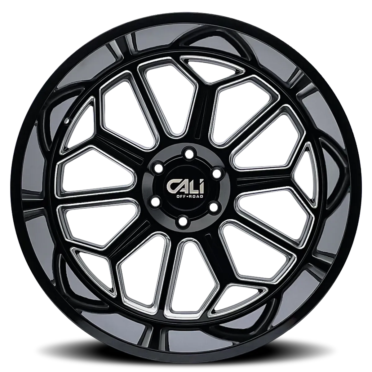 Cast Aluminum Wheels Auburn 9117 BM 24x14 Milled Gloss Black 8 On 170 Bolt Pattern -76 Offset Cali Offroad Wheels product image
