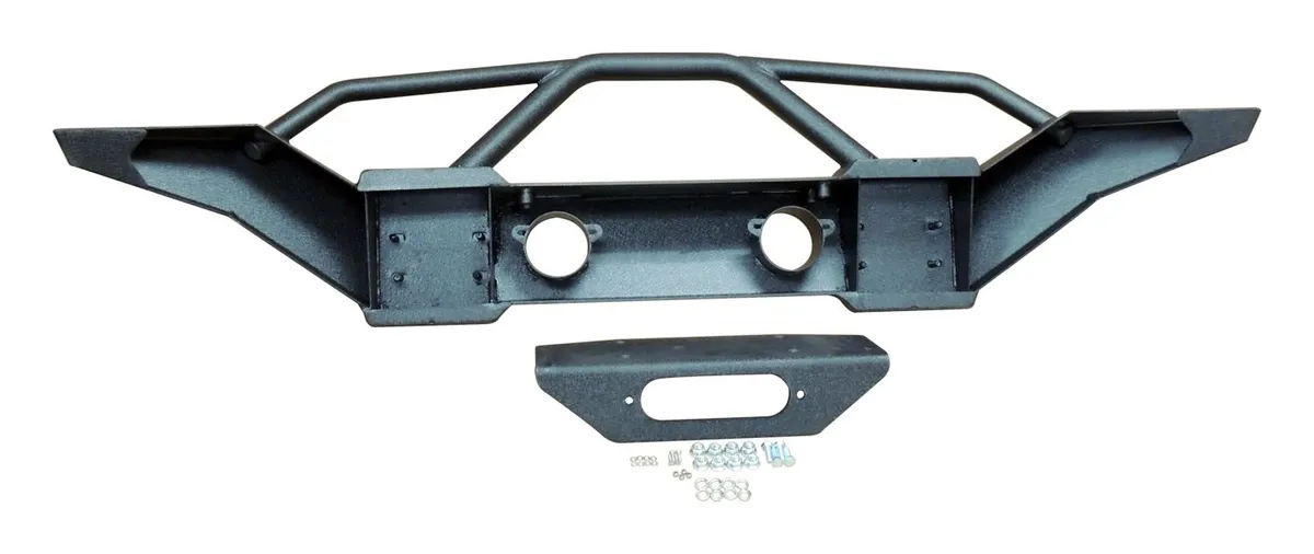 RTOff-RoadJeepHDBumperBlackHeavyDutyFrontBumper316inColdRolledSteedConstructionGlossBlackPowderCoatFinishBoltOnInstallationShackleMountswD-RingsIncluded4inLightOpeningallowsforuseofFactoryorAftermarketLightsInte product image