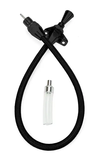 Lokar Hi-Tech Flexible Braided Transmission Dipstick; 36 in.; Firewall Mount; Incl. Flexible Inner Dipstick/Funnel Adapter/Braided Black Stainless Outer Housing; Black Finish;