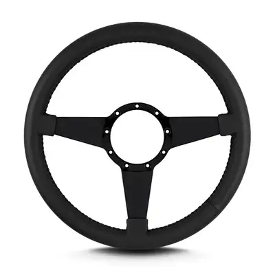 Lokar Lecarra Mark 4 Standard Steering Wheel; Black; Black Spokes; 14 in. Standard Grip;