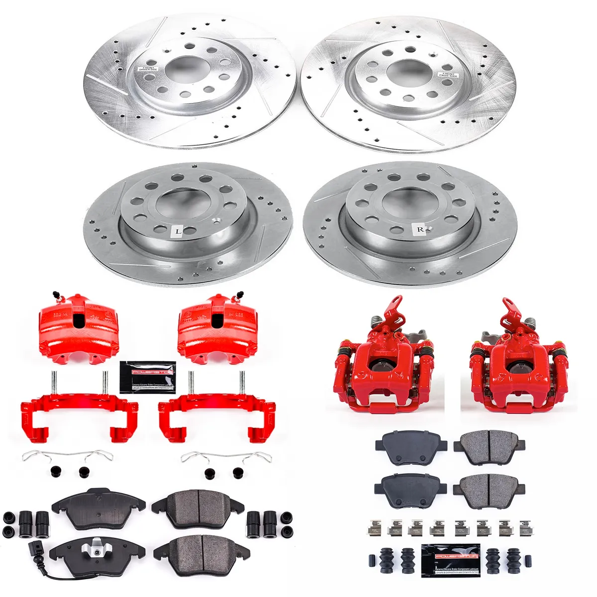 Z23 Evolution Sport Upgrade Kit: Drilled/Slotted Rotors; Carbon-Fiber Ceramic Pads; Powder Coated Calipers product image