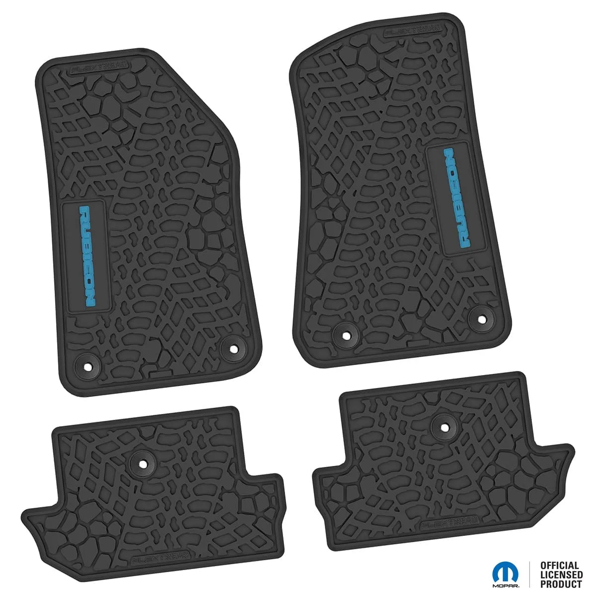 18-24 Jeep JL 2 Dr Front and RearTire Tread/Scorched Earth Scene w/ Rubicon Insert - Black w/ Light Blue Insert product image