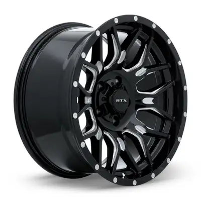 RTX Wheels Claw 20x9 6x135/139.7 Et18 Cb106.1 Gloss Black Milled w/ Rivets