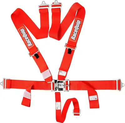 Racequip Latch & Link 5 Point Auto Racing Harness Set; Sfi 16.1 Seat Belt Set; Red