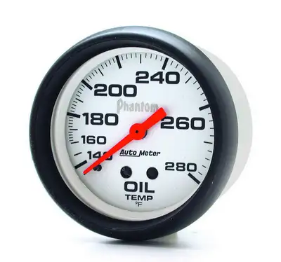 AutoMeter Gauge, Oil Temp, 2 5/8", 140-280?F, Mechanical, Phantom