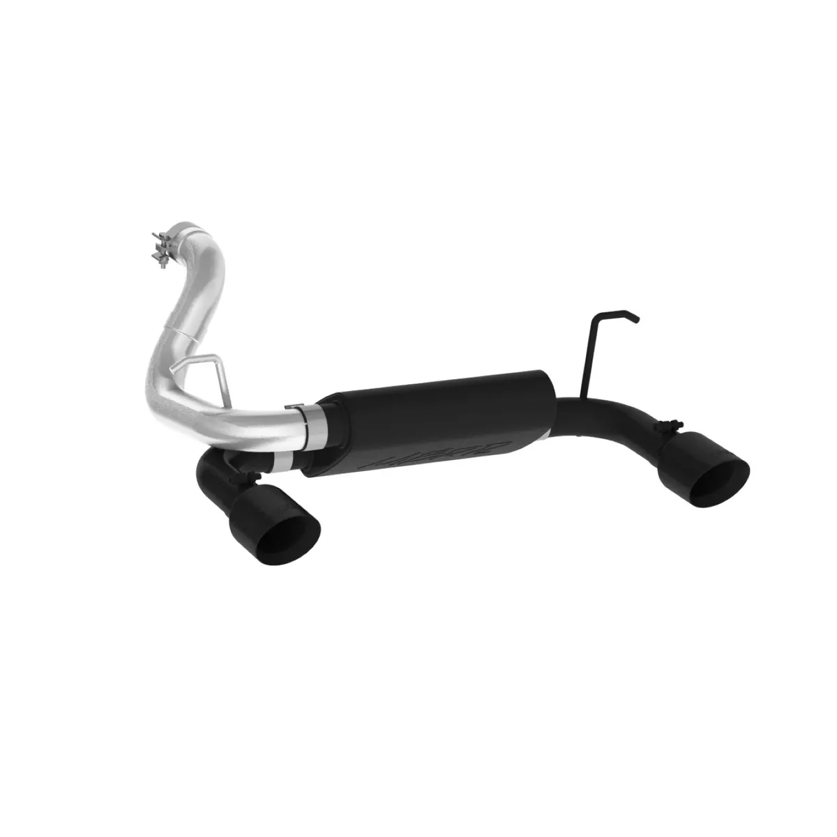Armor BLK Axle Back Exhaust System; 2.5 in.; Incl. Inlet Pipe/Muffler/Pass. And Driver Side Tailpipe/Clamps/4 in. OD Tips; Dual Rear Exit; Black Coated; product image