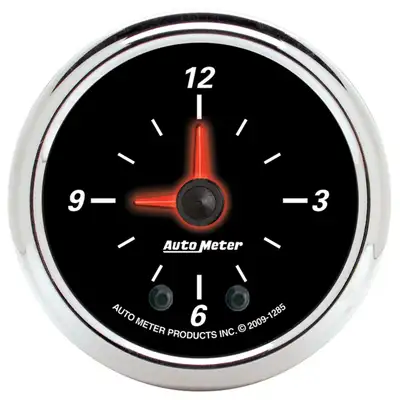 AutoMeter Gauge, Clock, 2 1/16", 12Hr, Analog, Designer Black II