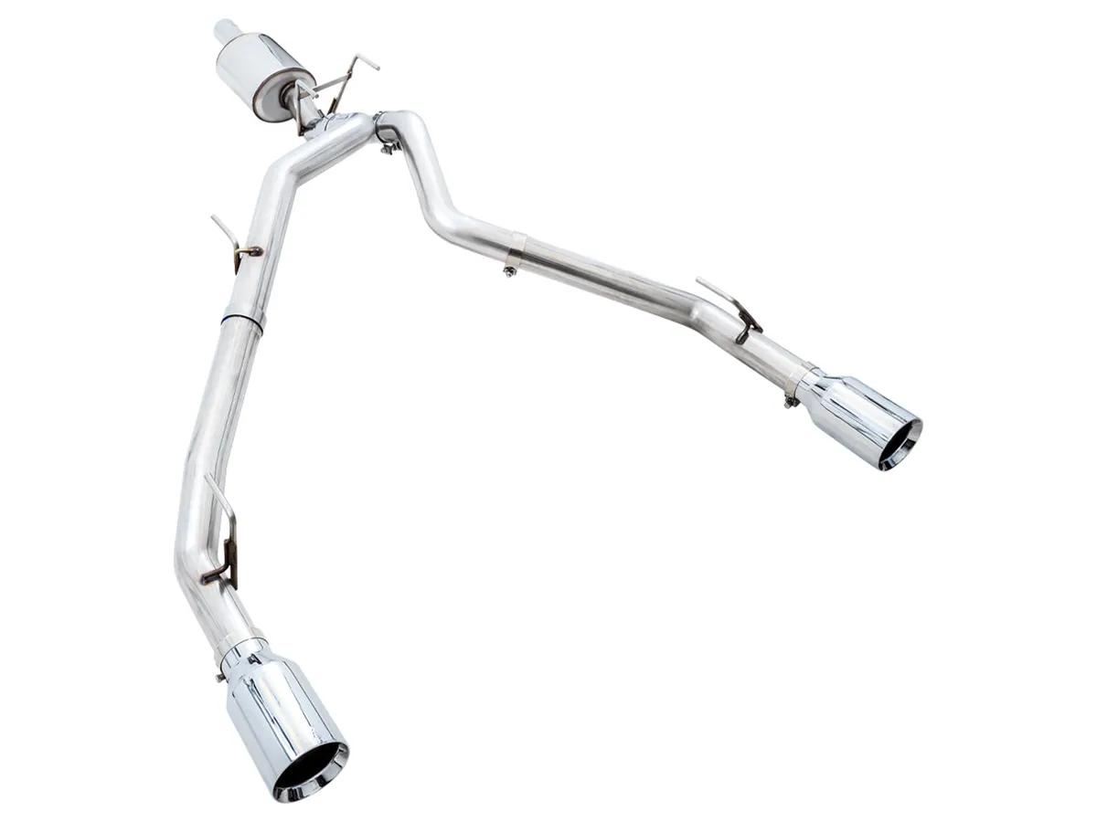 AWE 0FG Single Side Exit Catback Exhaust for 4th Gen RAM 1500 5.7L (without bumper cutouts) - Dual Diamond BlackTips product image