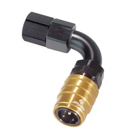 jiffytite 6AN 90Deg FM Elbow Valved Quick Connect BLK