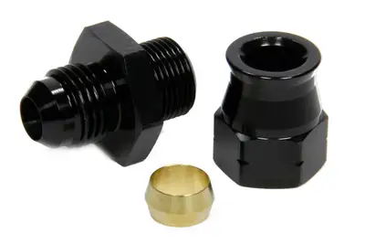 Vibrant Performance Female AN to Tube Adapter Fitting; -6AN; 0.375 in. Tube OD; 6061 Aluminum; Black Anodized; Male AN Adapter w/Brass Olive Inserts;