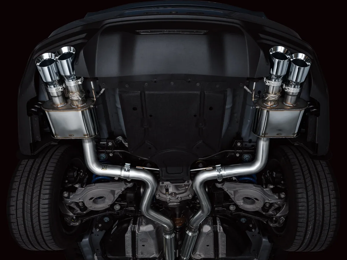 AWE SwitchPath™ Exhaust for S650 Ford Mustang GT Fastback - Quad Chrome Silver Tips product image