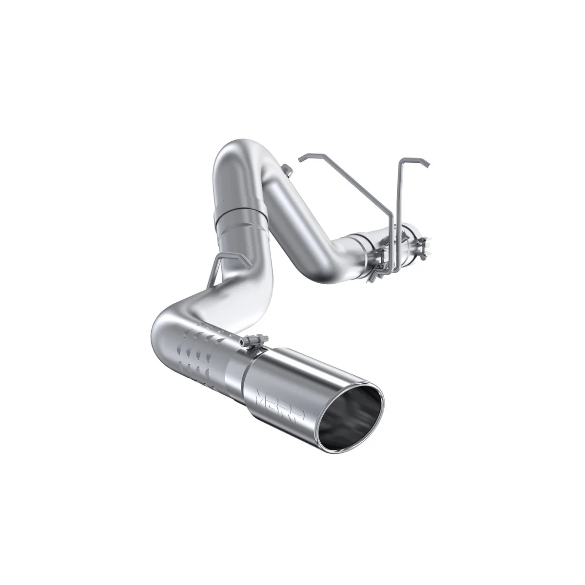 Armor Lite Filter Back Exhaust System; 4 in.; Incl. Over Axle Pipe/Tailpipes/Hardware/5 in. OD Tip; Single Side Exit; Aluminized; product image