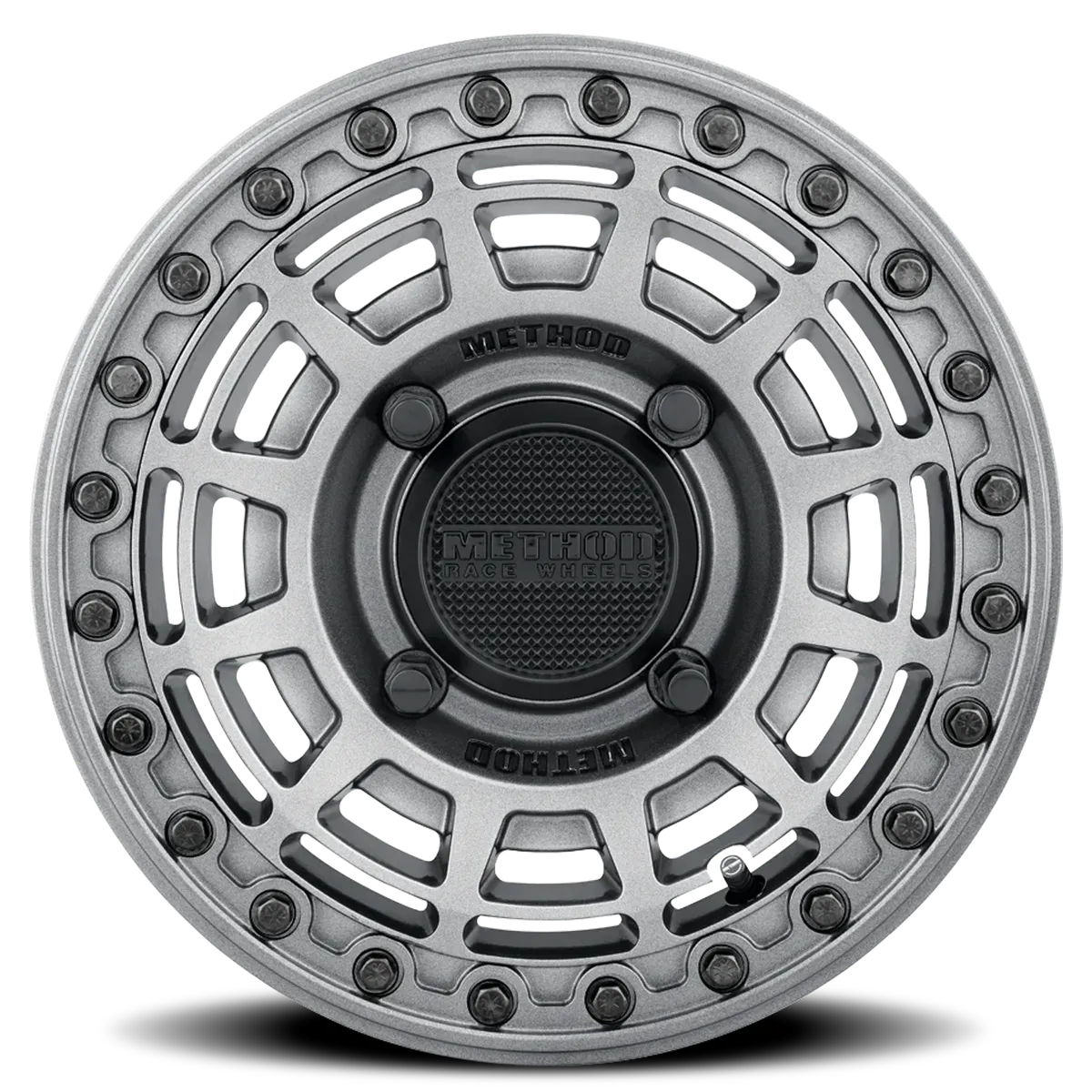 Aluminum Wheels 15x10 MR415 Beadlock UTV Bolt Pattern 4 On 136 Offset 25 Lip Size 2.09 Graphite GY Gloss Graphite Ring Method product image