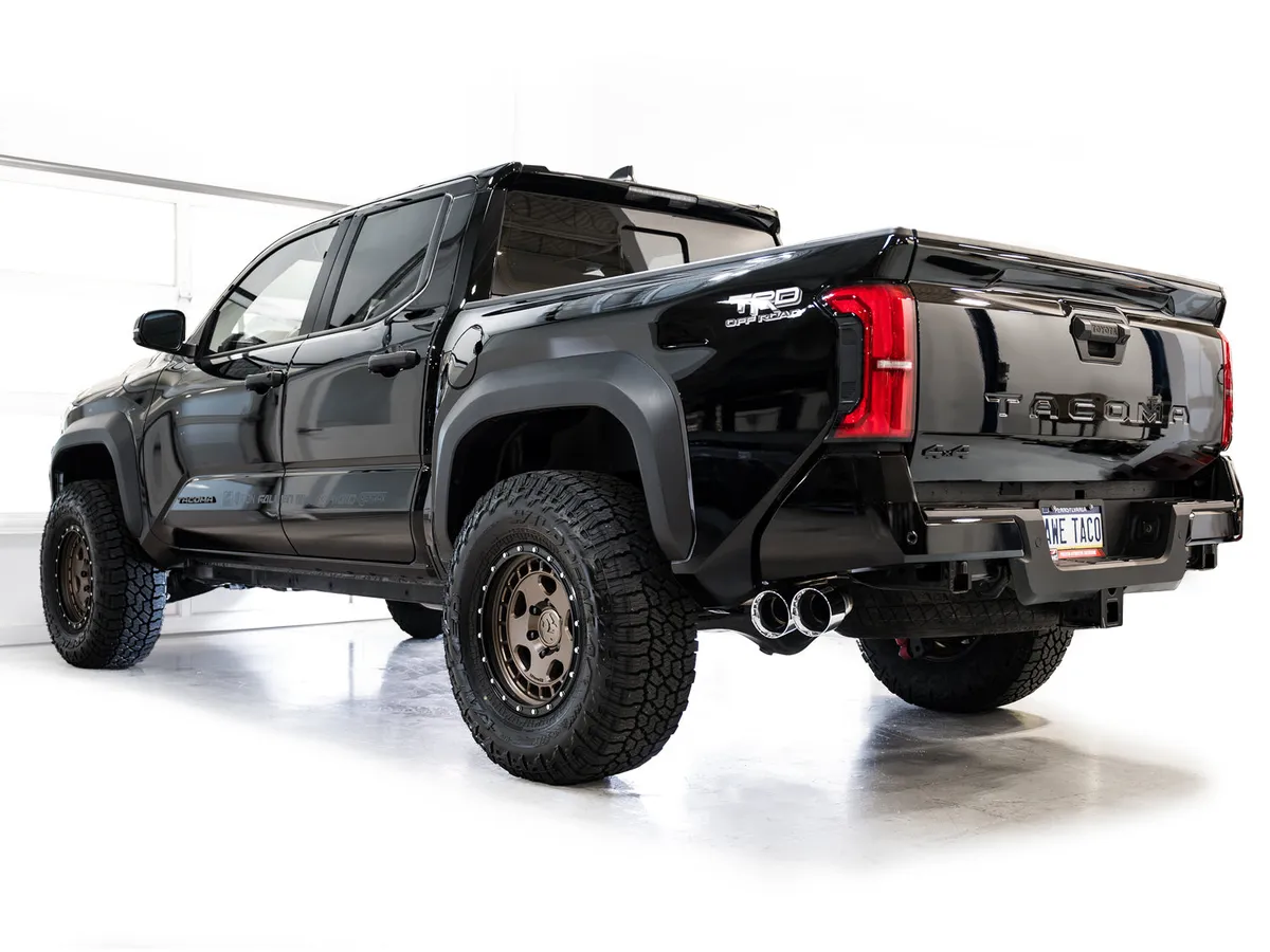 AWE 0FG Exhaust for 4th Gen Toyota Tacoma - Dual Chrome Silver Tips product image
