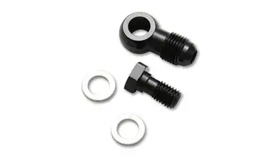 Vibrant Performance Banjo Hose End Fitting Assembly; -6AN Banjo Size; M16x1.5 Metric Bolt Size; 6061 Aluminum; Black Anodized; Single Male;