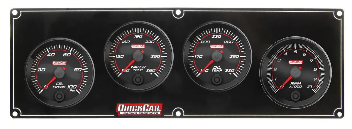 Quickcar Racing Products Redline 3-1 Gauge Panel OP/WT/OT w/2-5/8in Tach