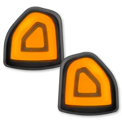 Recon Accessories Dodge 10-21 RAM 2500/3500 Corner Side Tow Mirror Turn Signal Light (2-Piece Set) with Amber LED Turn Signals - Smoked Lens