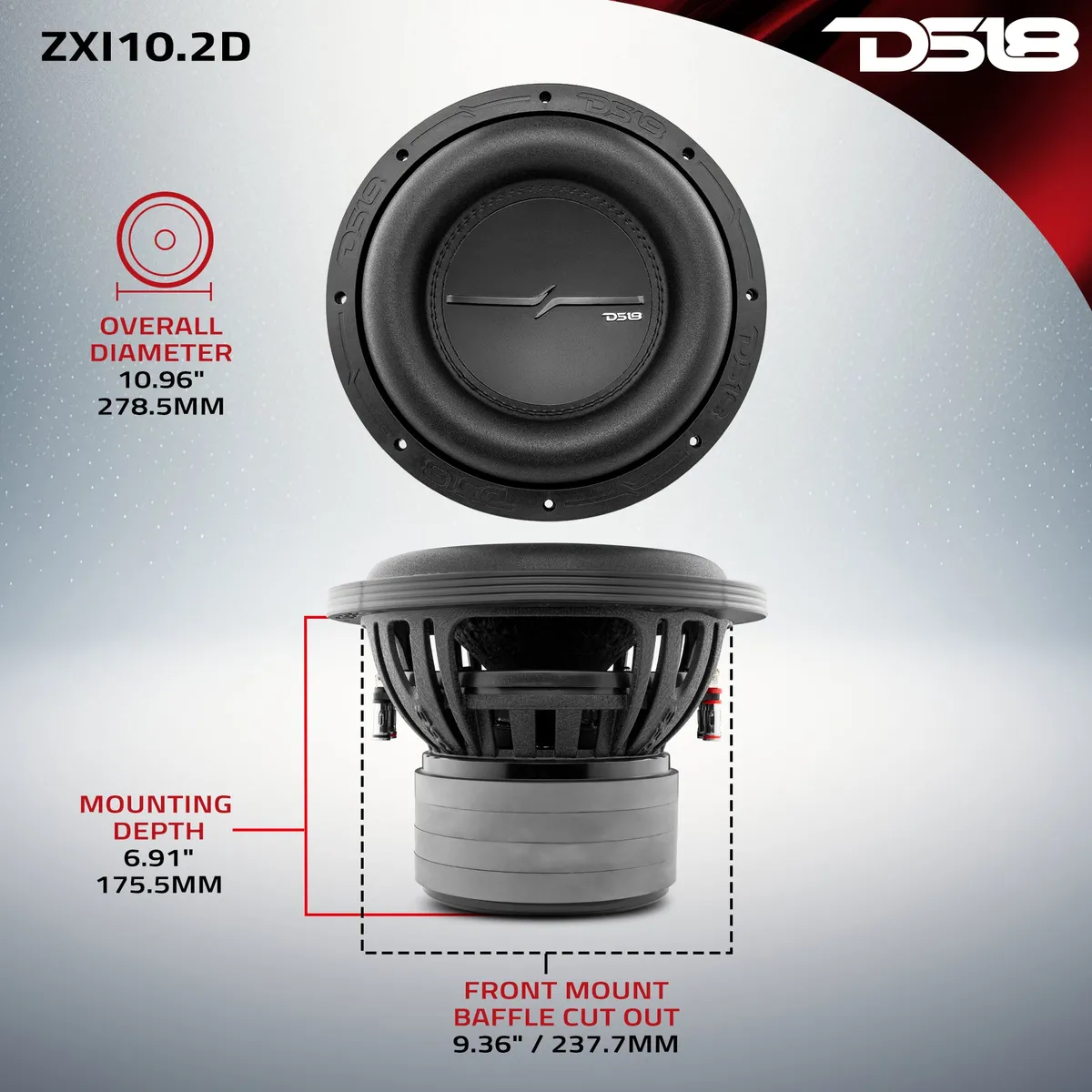 Zxi 10" High Excursion Subwoofer Quad Stacked Magnets | 800w Rms Dvc 2-Ohm product image