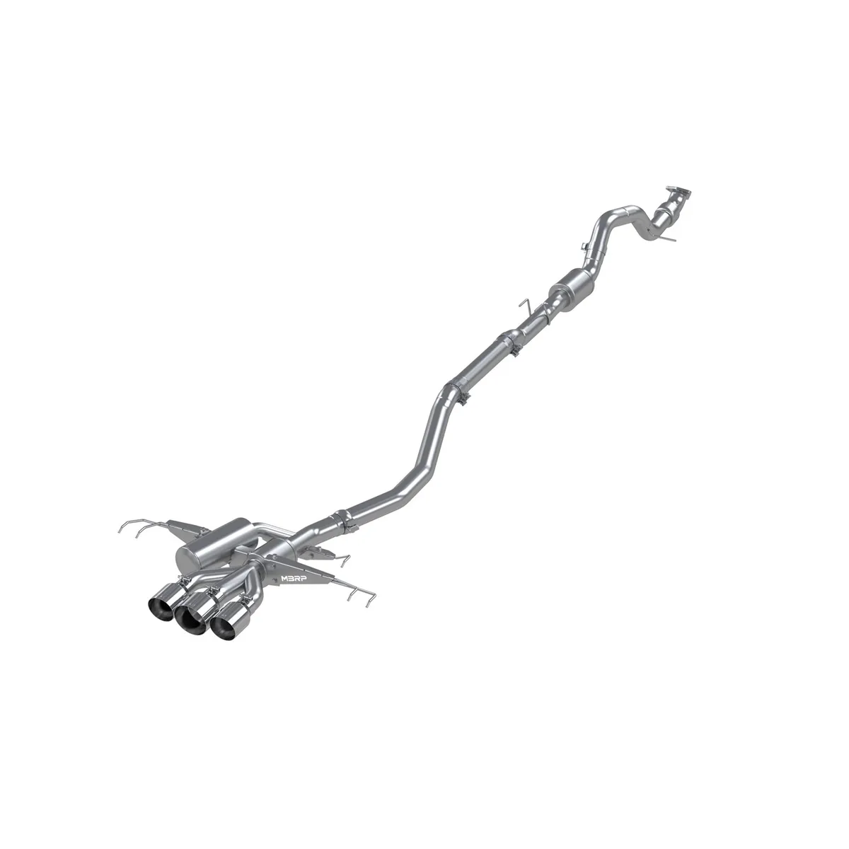 Armor Pro Cat Back Exhaust System; 3.0 in.; Triple Center Outlet; T304 Stainless Steel; 2 Outlets 4 in. Outer Diameter; 1 Outlet 5 in. Outer Diameter; product image