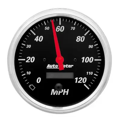 AutoMeter Gauge, Speedometer, 5", 120mph, Elec. Prog. w/ LCD Odo, Designer Black
