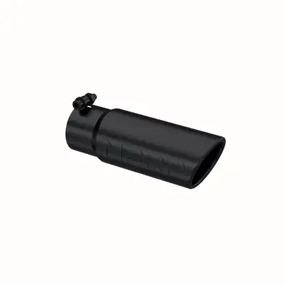 MBRP Exhaust Armor BLK Exhaust Tip; 3 in. Inlet Diameter; 3.5 in. Outlet Diameter; 10 in. Length; Angled Rolled Edge; T304 Stainless Steel; Black Coated;