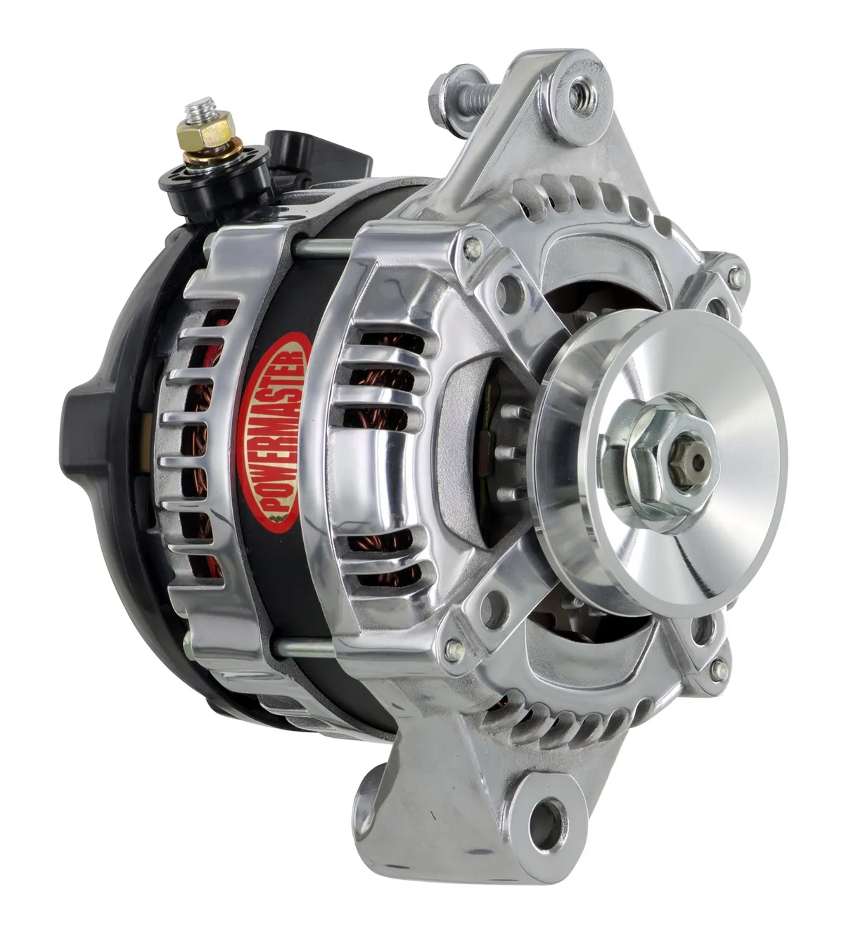 Alternator; GM; 175 Amp; 1 Wire Hair Pin Style; 6.61 In. Straight Mount; 10DN; 10si; 12si; CS130; 1 V; 175Top/145 Idle; Polished; product image